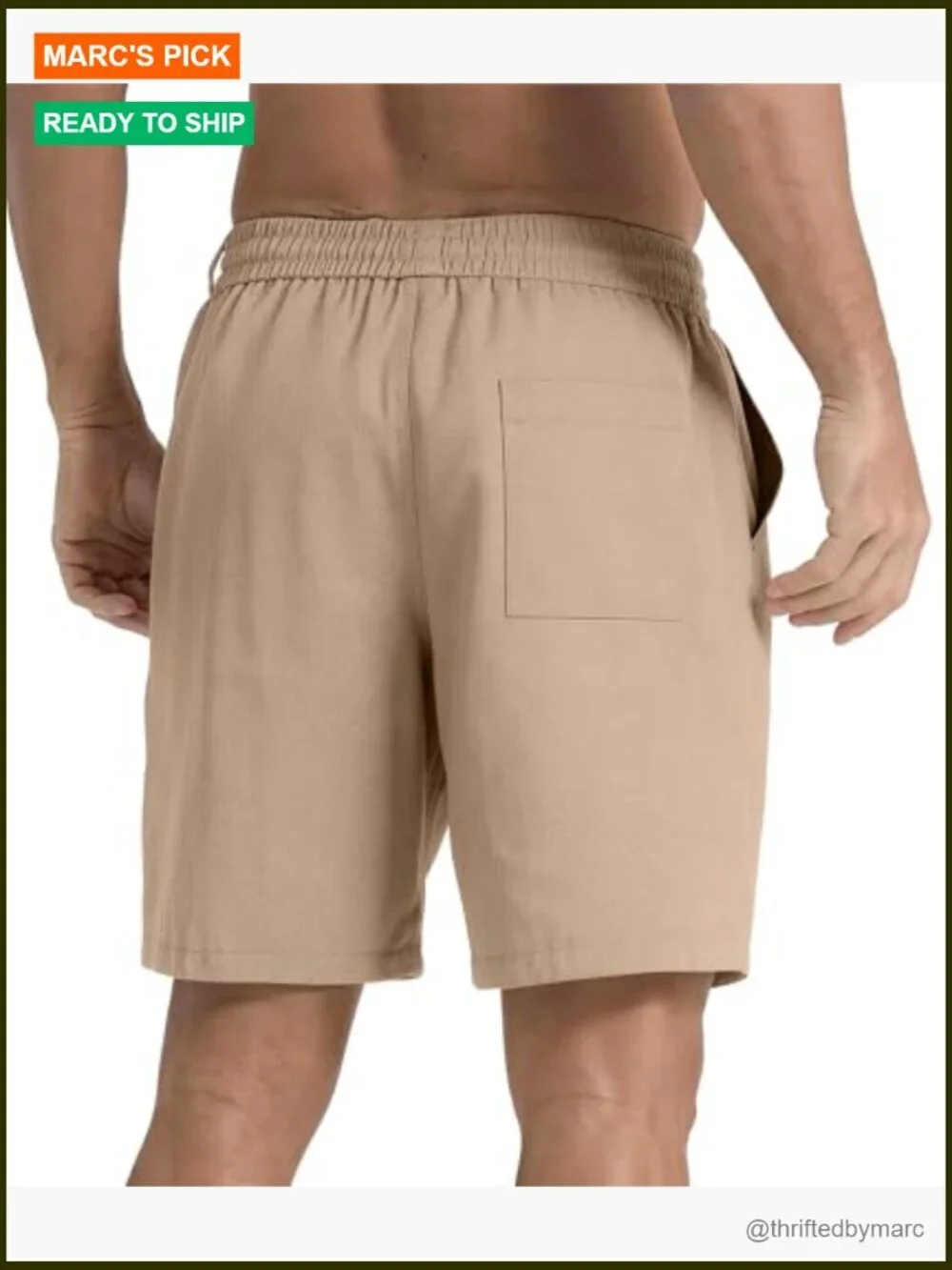 Men's Cotton Linen Shorts 7 Inch Drawstring Elastic Waist Casual Summer